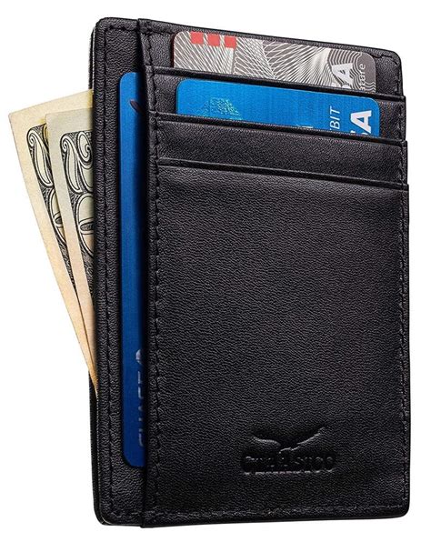 genuine leather rfid blocking card case compact wallet slim|slim leather wallet.